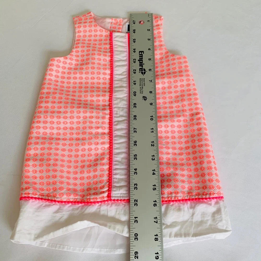 Janie and Jack Shift Dress Girl 2T Neon Pink White Preppy Coastal Mod Chic Party